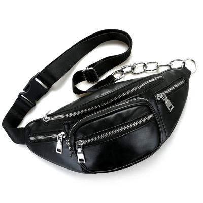 China Unisex PU Leather Fashion PU Leather Pussy Pack Chest Pocket Hold Belt Bag for sale