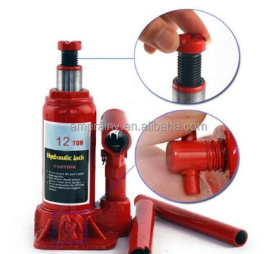 China Heavy Duty Shorty welded hydraulic bottle jack 12T auto repair tool double ram jack for sale