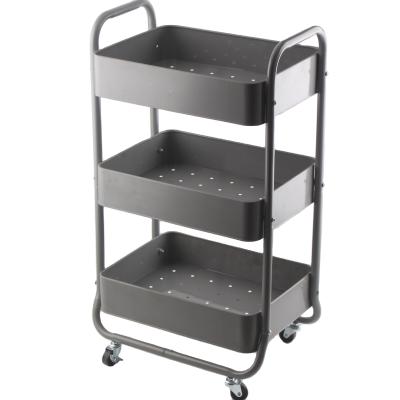 China 3 Tier Metal Trolley Stored Service Mobile Rolling Storage Beauty Salon Trolley Utility Trolley for sale