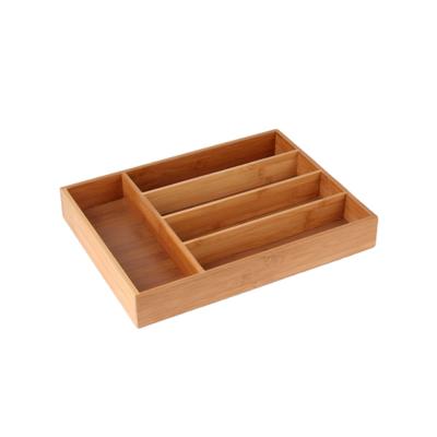 China Viable Storage Knife and Fork Bamboo Tray Bamboo Drawer Organizer for sale