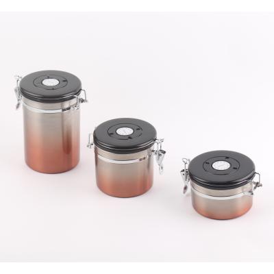 China Sustainable Stainless Steel Sealed Jar, Set Of 3 Storage Canisters - Sugar Tea Coffee Beans Canister Set for sale