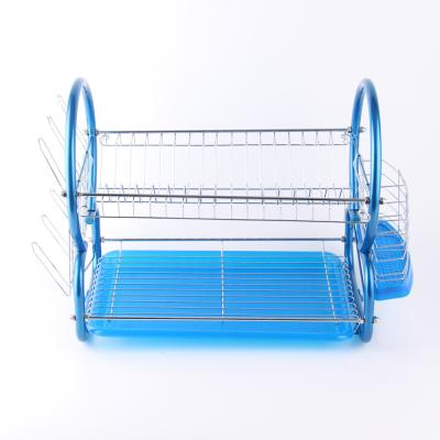 China Durable Stainless Steel Dish Rack Two Tier Dish Drying Racks Metal Wire Kitchen Dish Drainer Rack for sale