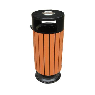 China Communtiy sustainable wpc wooden trash cans and wooden trash can with ashtray for plaza garbage bin for sale