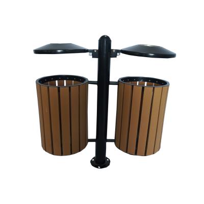 China Factory Price Sustainable Wooden Garden Furniture Round WPC Trash Bin for sale