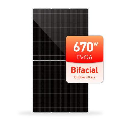 China Bifacial Solar Panel 66 Side 650W 655W 660W 665W 670W Double Cells 36V Solar Power Panel Manufacturer 210mmx210mm for sale