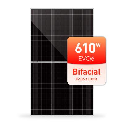 China Bifacial Solar Panel 60 Side 590W 595W 600W 605W 610W Double Cells 36V Solar Power Panel Manufacturer 210mmx210mm for sale