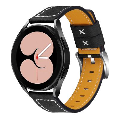 China Quick Realease Replcement Retro Watchband Genuine Leather Strap For Samsung Galaxy Watch 4 Classic 42mm 46mm Watch4 40mm 44mm for sale