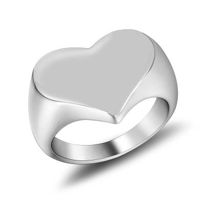 China CLASSIC Metal Ring Blanks Latest Finger Ring Designs Simple Fashion Love Heart Stainless Steel Silver Ring for sale