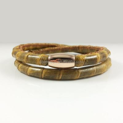 China New Jewelry Stainless Steel Wide Wrap Gypsy Snake Leather Bracelet With Sequins for sale