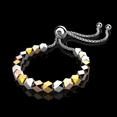 China Wholesale China Trade Stainless Steel+cooper 3 Colors Women Stainless Polyhedral Bracelet Beautiful for sale