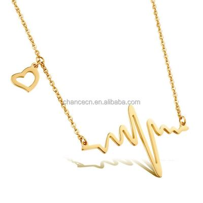 China CLASSIC Promotional Silver Stainless Steel EKG Heart Necklace Set for sale