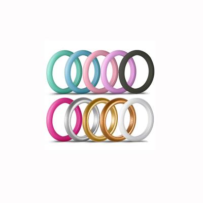 China Fashionable wholesale products 10 pieces 10 colors of silicone finger ring for sale