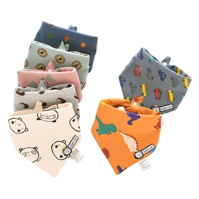 China Eco-freindly Double Washable Instant Cotton Cartoon Printing Triangular Baby Saliva Towels Bibs Burp Cloths Four Packs for sale