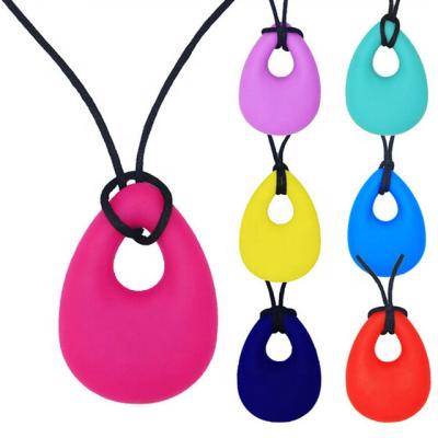 China Eco-freindly Chewable Silicone Solid Color Molar Newborn Baby Teethers Drop Ring Teething Necklace Toys for sale