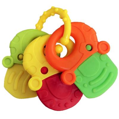 China Soft Fruit Style Eco-freindly Silicone Baby Newborn Rattle Teethers Chews Toys Infant Practicing Bed Toy for sale