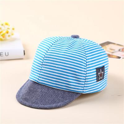 China New Eco-freindly Spring Striped Cotton Children's Hat Duck Baby Cap Five Star Sun Peaked Hat for sale