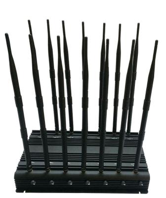 China 14 antennas Mobile Signal Breaker / Desktop Cellphone Blocker Adujustable GPS / VHF / Lojack for sale