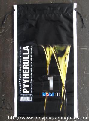 China Customized Black Disposable Garbage Bag with Ribbon / Disposable Trash Bag for sale