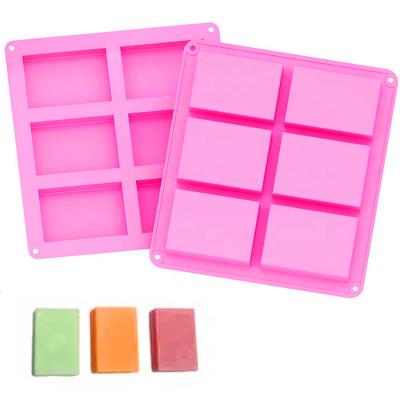 China 6 Cavity Durable Sustainable Handmade Rectangle DIY Silicone Soap Molds Making Mold for sale