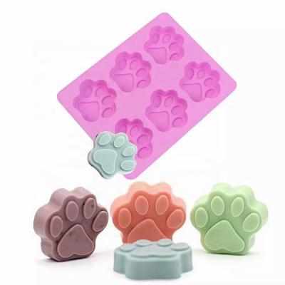 China 6 Hole Handmade Viable Cat Paw Silicone Soap Mold Cute Jelly Chocolate Silicone Mold for sale