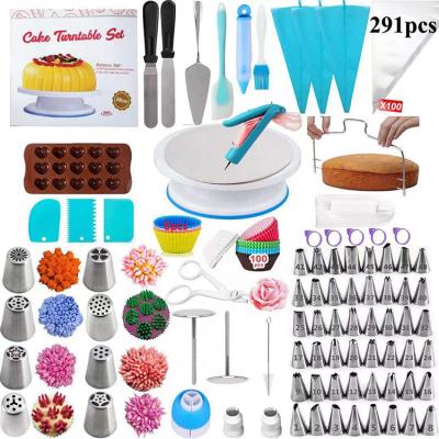 China Viable Cake Turntable Turntable Set Icing Spouts Kit Fondant Cake Decorating Supplies Baking Tool Kit for sale