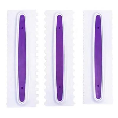 China 3 Pcs Viable Plastic Cake Scraper Set Long Edge Fondant Scraper Cream Comb Smoother Decorating Tool for sale