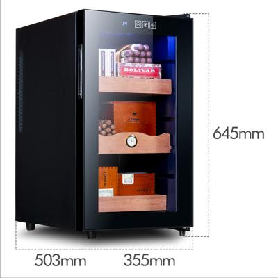 China Humidity stability cigar refrigeratorpremiumsmall capacityglass temperature control shelf cigar cabinet humidifier intelligent wood controlledCedar cooler for sale