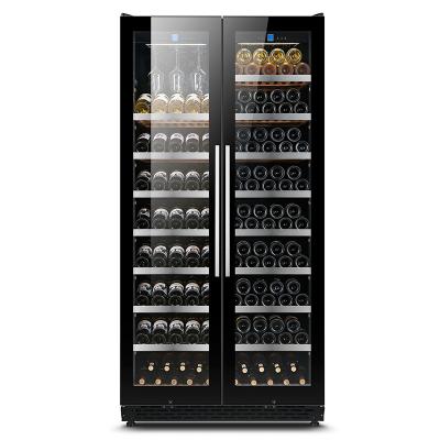 China Hotel Wine and Beverage Coolers Wine Freezer Refrigerator Dual Zone Cooler Luxury Cellar Beer Fridge for sale