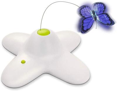 China Viable Cat Toys Cat Butterfly Toy Interactive With Spare Two Butterfly Cat Toy Flashing Set for sale