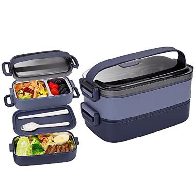 China Disposable Stainless Steel Bento Box For Adults Kids Lunch Box Leakproof Meal Storage Containers Set Stackable For Kids School for sale