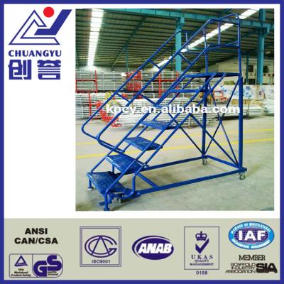 China Q235 / Q345 Steel Portable Warehouse Step Mobile Stairs Rolling Ladders for sale