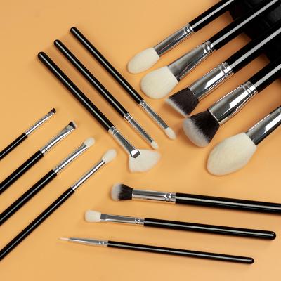 China Professional 15 Facial Makeup Brushes Ladies Shape Makeup Brush Set Full Set Real Hair Makeup Tools for sale