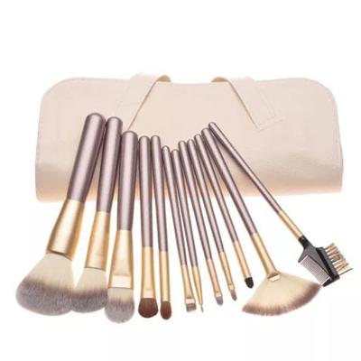 China Custom Helix Shaped White Cream Champagne Color Makeup Tool Brushes Face Factory Wholesale 18/12 Makeup Set Brush Set 24 for sale