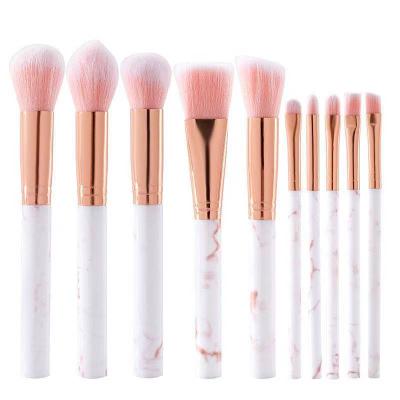 China Hot-selling Marble Pattern Beginner Makeup Brush 10 Face Makeup Tools Foundation Customizable Beauty Brush for sale