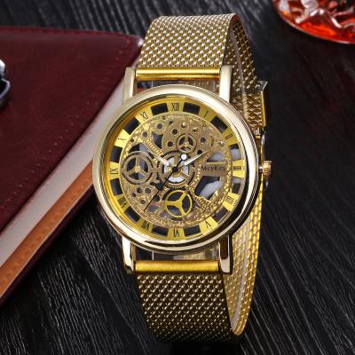 China Custom Luxury Day/Date Fashion Silicone Hollow Mesh Strap Watch Men's Quartz Digital Watch for sale