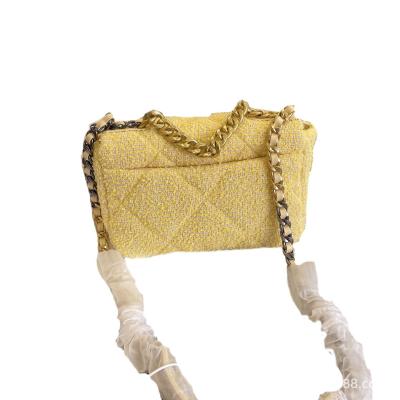 China Fashion LU C19 brand luxury famous rhombic wool shoulder bag chain handbag diagonal bag free shipping for sale