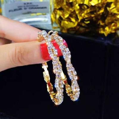 China 2021 new fashion durable large size silver needle 925 women's rhinestone circle bling earring for sale