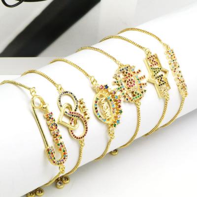 China Durable Hot Selling Mom Letter Pin Eye Shape Bracelet For Mother's Day Gift for sale