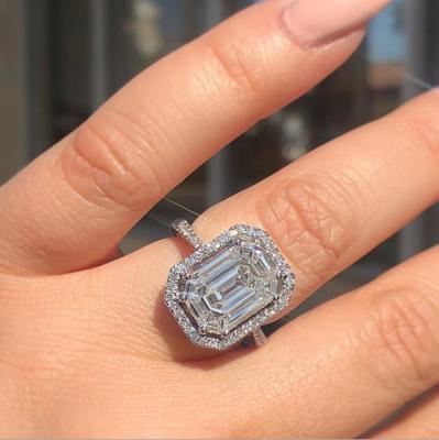 China Durable Zircon Diamond Hip Hop Ring Jewelry Super Shiny Bling Bling Square Ring for sale