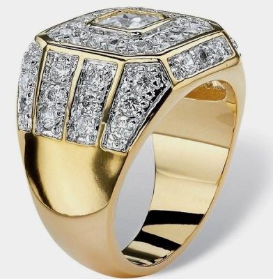 China European and American hip-hop men's jewelry fashion durable gold-plated zircon ring for sale