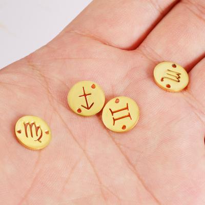 China Durable Stainless Steel Gold Plated Zodiac Charm For DIY Jewelry Making for sale