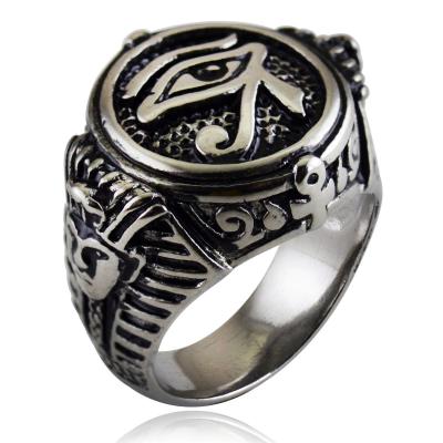 China Stainless Steel Durable Religious Jewelry Wholesale Egyptian Pharaoh Eye Ring for sale