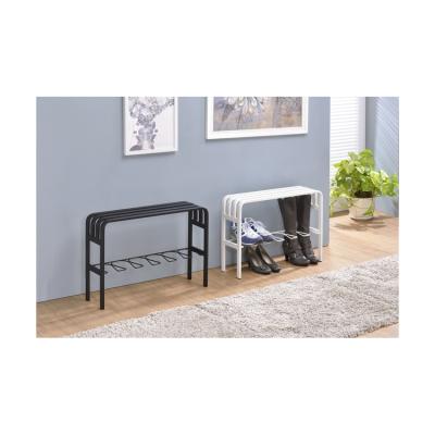 China Modern Metal Frame Vintage Shelf Storage Industrial Shoe Rack Bench Organizer with Seat Metal Line Shoe Racks for Home for sale