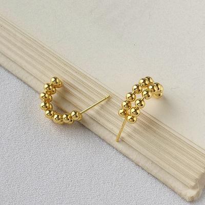 China CLASSIC Gold Plated C Shape Tennis Earrings 925 Sterling Silver Fashion Jewelry Vendors for sale