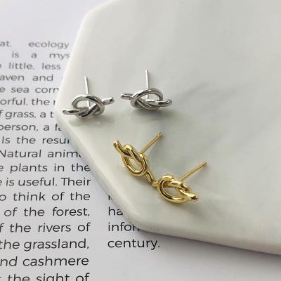 China Dropshipping CLASSIC Gold Plated 925 Sterling Silver Jewelry Tie Stud Earrings Fashion Trendy Jewelry Vendors for sale