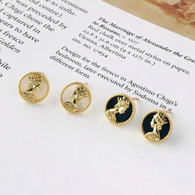 China CLASSIC Ready to Ship 925 Sterling Silver Queen Portrait Stud Earrings Jewelry Vendors for Women for sale