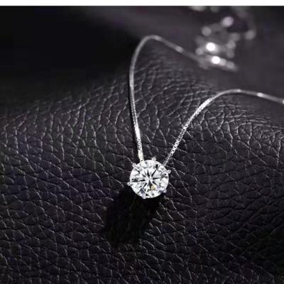 China 2021 Trendy Korean Round Crystal Necklace Geometric Cubic Zirconia Fashion Pendant Necklace For Women for sale