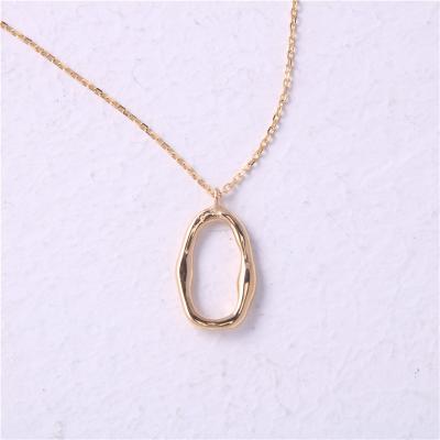 China Lead Free Nickel Free Jewelry 18K Gold Plated Oval Choker Pendant Necklace Stainless Steel Non Tarnish Wholesale Jewelry for sale