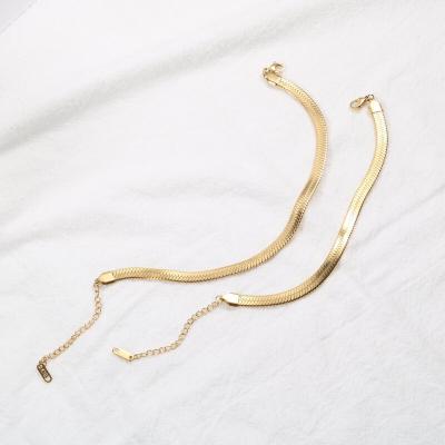 China Lead Free Nickel Free High End Gold Plated Stainless Steel 6mm Snake Chain Bracelet Anklet For Women Jewelry Wholesale for sale