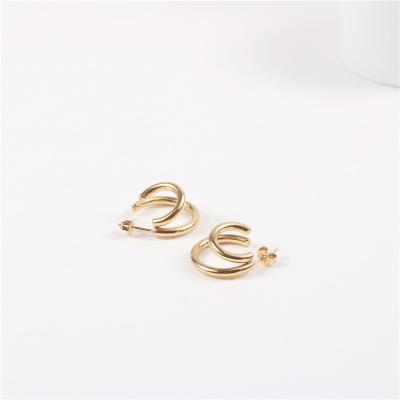 China CLASSIC Waterproof High End 18K Gold Plated Fashionable Stainless Steel Earrings Wholesale Jewelry Tarnish Free for sale